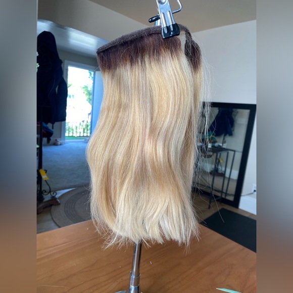 HAIRDO Human Hair Ponytail CLIP VELCRO WRAP EXTENSION KEN PAVES BLOND DARK ROOTS - Picture 8 of 12